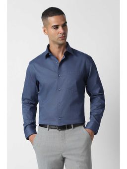 Van Heusen - Blue Tailored Fit Print Full Sleeves Party Shirt
