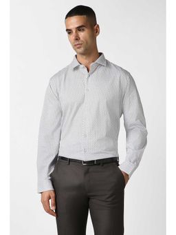 Van Heusen - White Slim Fit Print Full Sleeves Shirt