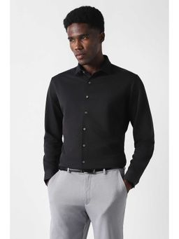 Van Heusen - Black Slim Fit Solid Full Sleeves Shirt