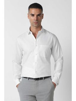Van Heusen - White Tailored Fit Textured Full Sleeves Shirt
