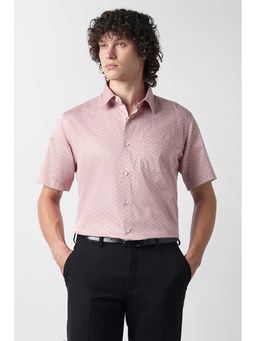 Van Heusen - Pink Regular Fit Print Half Sleeves Party Shirt