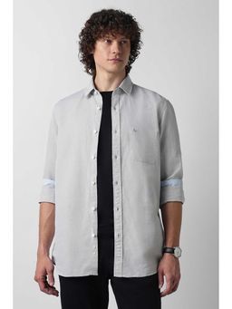 Van Heusen - Grey Slim Fit Solid Full Sleeves Shirt