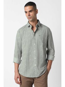 Van Heusen - Grey Slim Fit Print Full Sleeves Shirt