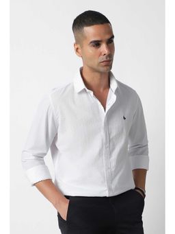 Van Heusen - White Slim Fit Textured Full Sleeves Shirt