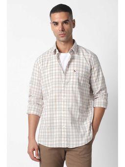 Van Heusen - White Slim Fit Check Full Sleeves Shirt