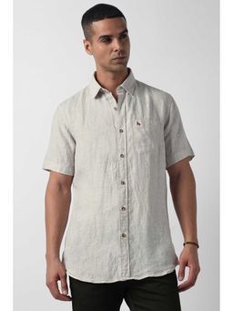 Van Heusen - Grey Slim Fit Textured Half Sleeves Shirt