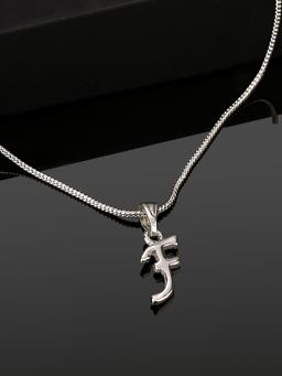 Estele - Valentine Gift - Rhodium Plated Initial F Letter Pendant for Women
