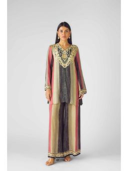 Basanti Kapde aur Koffee - Womens Stripes Multi-Color Co-Ord (Set of 2)