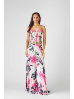 Basanti Kapde aur Koffee - Womens Printed Multi-Color Corset Top with Sharara (Set of 2)