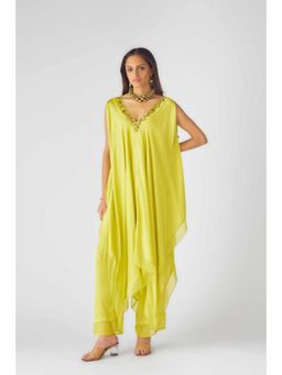 Basanti Kapde aur Koffee - Womens Solid Yellow Kurta with Pant (Set of 2)