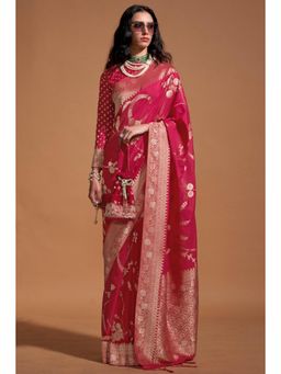 Mysilklove - Dingy Red Georgette Handloom Saree Without Blouse