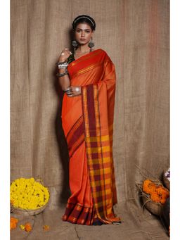 Unnati Silks - Red Pure Handloom Narayani Cotton Saree with Unstitched Blouse