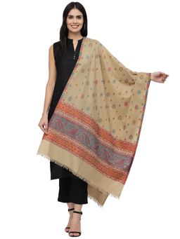 Anekaant - Booti Beige & Multi Paisley Woven Design Polywool Stole