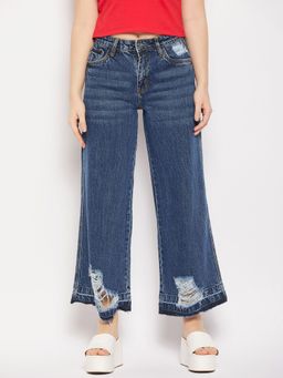 CAMLA - Blue Solid Wide Fit Jeans Blue