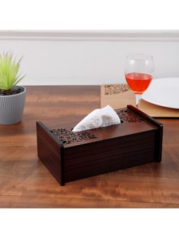 HomeTown - Reversible Dark Wenge Engineered Wood Tissue holder in Multi-Color