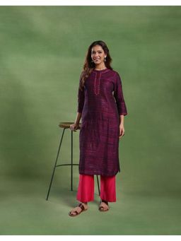 Fabindia - Purple Silk Blend Ghicha Kurta