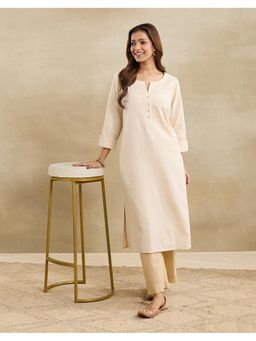 Fabindia - Off White Cotton Long Kurta