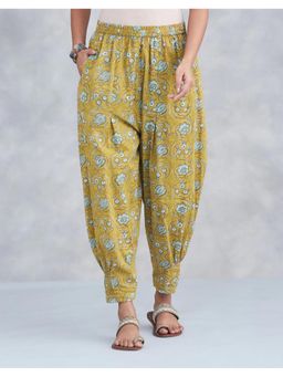 Fabindia - Women Mustard Cotton Floral Tapered Salwar