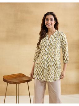 Fabindia - White Cotton Hand Block Printed Tunic