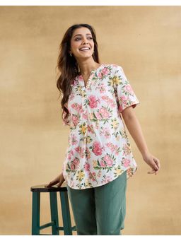 Fabindia - White Cotton Hand Block Printed Tunic