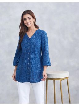 Fabindia - Blue Cotton Dabu Printed Tunic