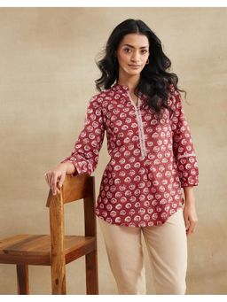 Fabindia - Red Cotton Hand Block Printed Tunic