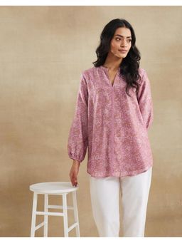 Fabindia - Pink Cotton Silk Hand Block Printed Clara Tunic