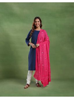 Fabindia - Women Pink Viscose Blend Printed Dupatta