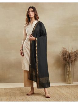 Fabindia - Women Black Viscose Blend Woven Dupatta