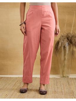 Fabindia - Women Coral Cotton Solid Tapered Pant