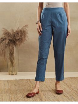 Fabindia - Women Indigo Cotton Solid Tapered Pant