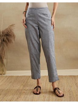 Fabindia - Women Grey Cotton Solid Tapered Pant