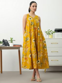 Gerua By Libas - Women Mustard Floral A-Line Dress