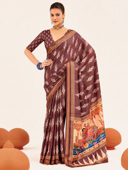 Akhilam - Cotton Silk Coffee Brown Woven Designer Saree with Unstitched Blouse
