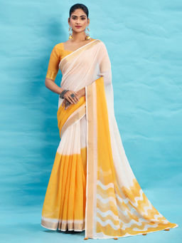 Akhilam - Linen Mustard Woven Designer Saree with Unstitched Blouse