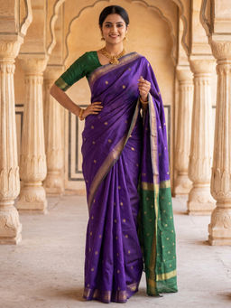 Akhilam - Chiffon Purple Woven Designer Saree with Unstitched Blouse