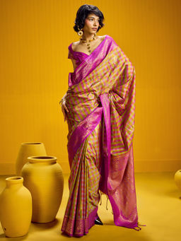 Akhilam - Pure Silk Mustard Woven Design Designer Saree with Unstitched Blouse