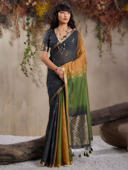 Akhilam - Viscose Black Woven Design Designer Saree with Unstitched Blouse
