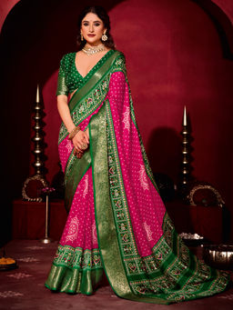 Akhilam - Jacquard Pink Woven Designer Saree with Unstitched Blouse