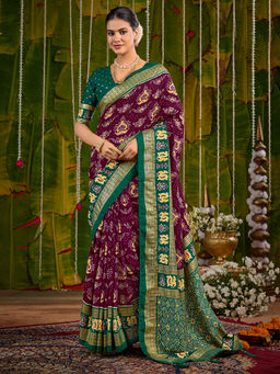 Akhilam - Tessar Silk Purple Woven Designer Saree with Unstitched Blouse