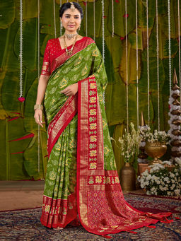 Akhilam - Tessar Silk Light Green Woven Designer Saree with Unstitched Blouse