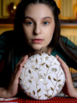 Odette - White Embellished Clutch