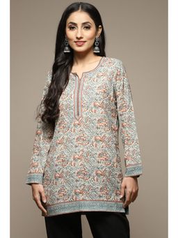 Biba - Women Multi-color Floral Printed Poly Crepe Straight Kurti