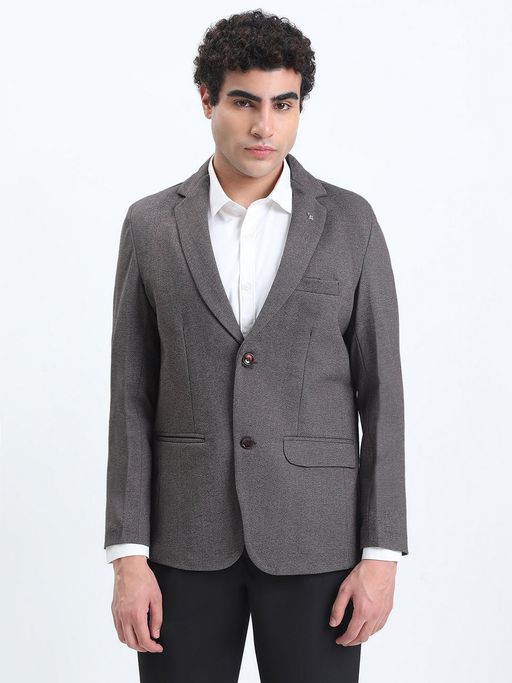 SHOWOFFFF Men Grey Single-Breasted Slim Fit Blazer