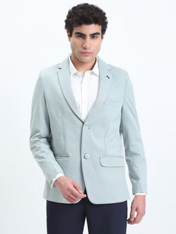 SHOWOFF - Men Sea Green Single-Breasted Slim Fit Blazer