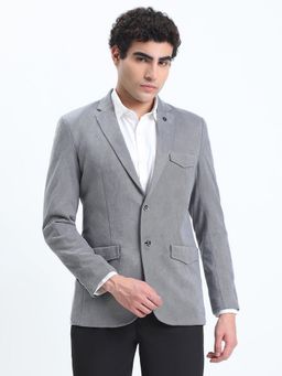 SHOWOFF - Men Grey Single-Breasted Slim Fit Blazer
