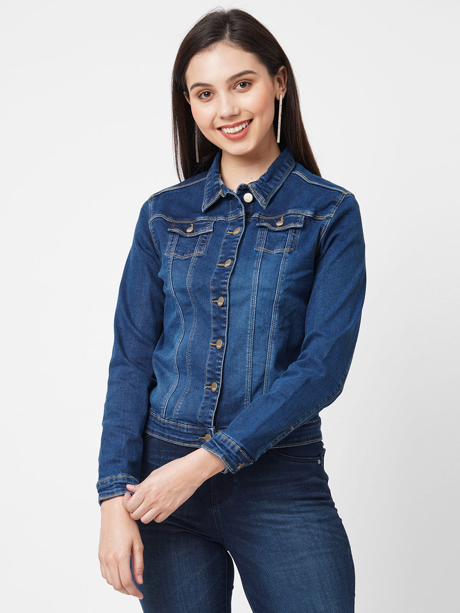 Buy KRAUS JEANS Blue Solid Denim Jacket 