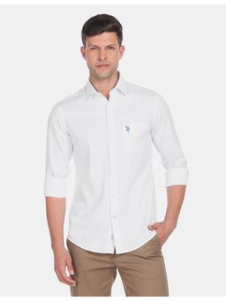 U.S. POLO ASSN. - Regular Fit Solid Dobby Casual Shirt