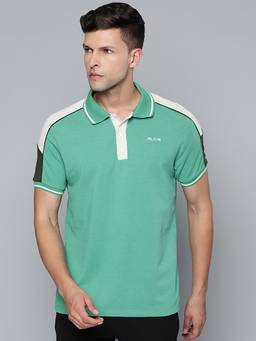 Alcis - Green Textured Collar Neck Polo T-Shirt