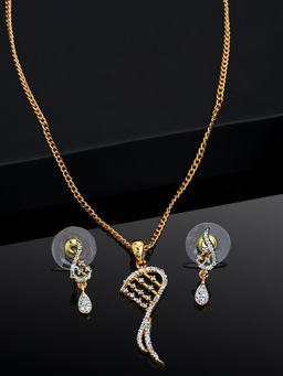 Estele - Gold Plated CZ Dancing Designer Necklace Set for Women